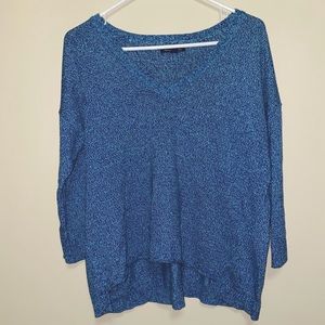 American Eagle Blue Knit 3/4 Sleeve V-Neck Sweater